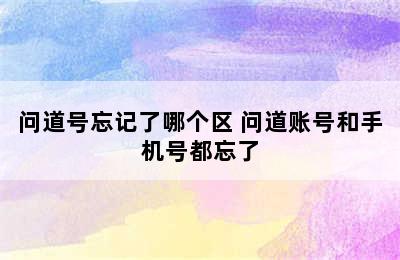 问道号忘记了哪个区 问道账号和手机号都忘了